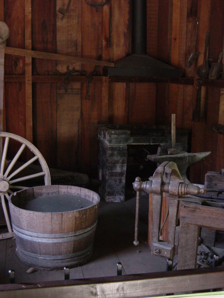Historical display of a workshop at the Woodside Store