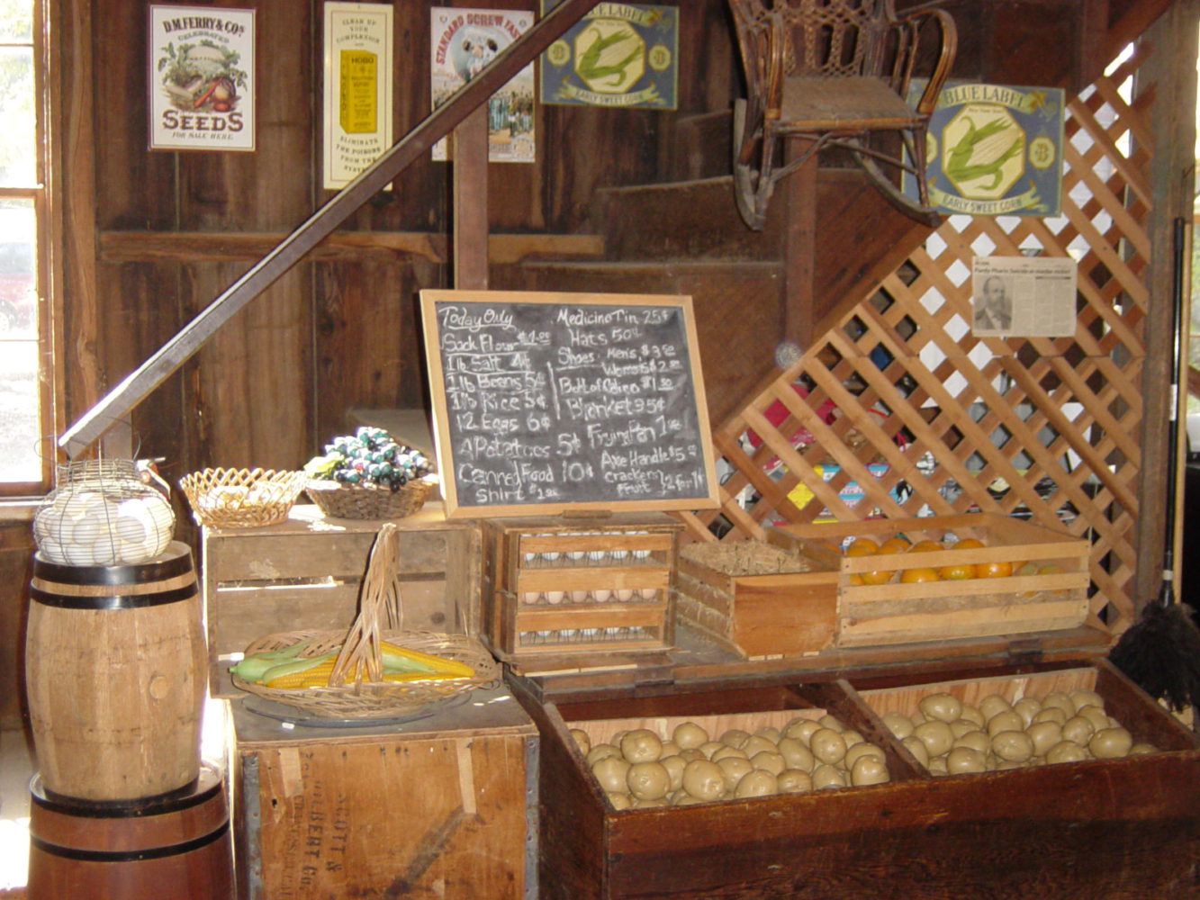 A display of dry goods at the Woodside Store