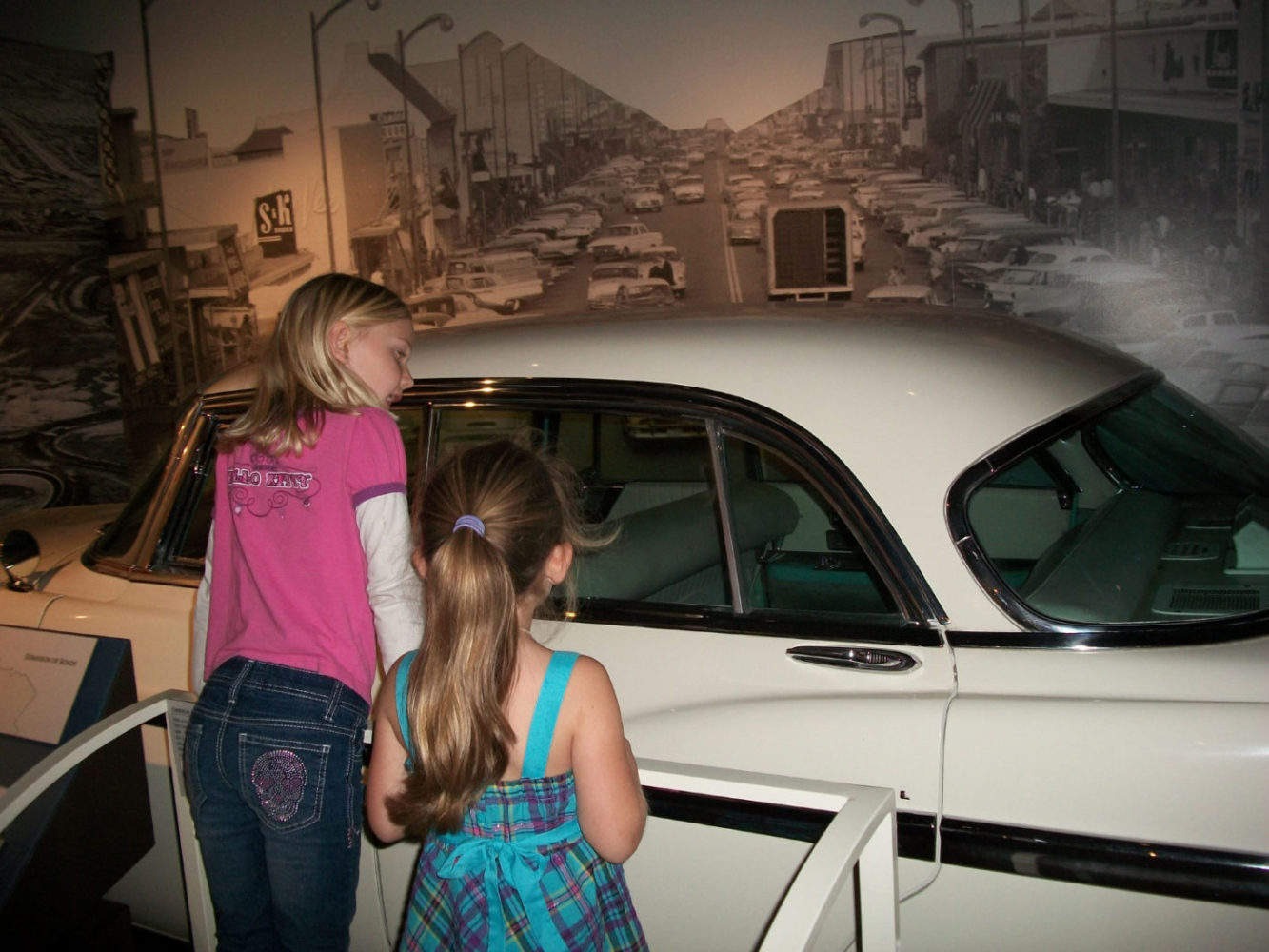 Students view the exhibit Journey to Work as part of Getting from Here to There school program at the San Mateo County History Museum