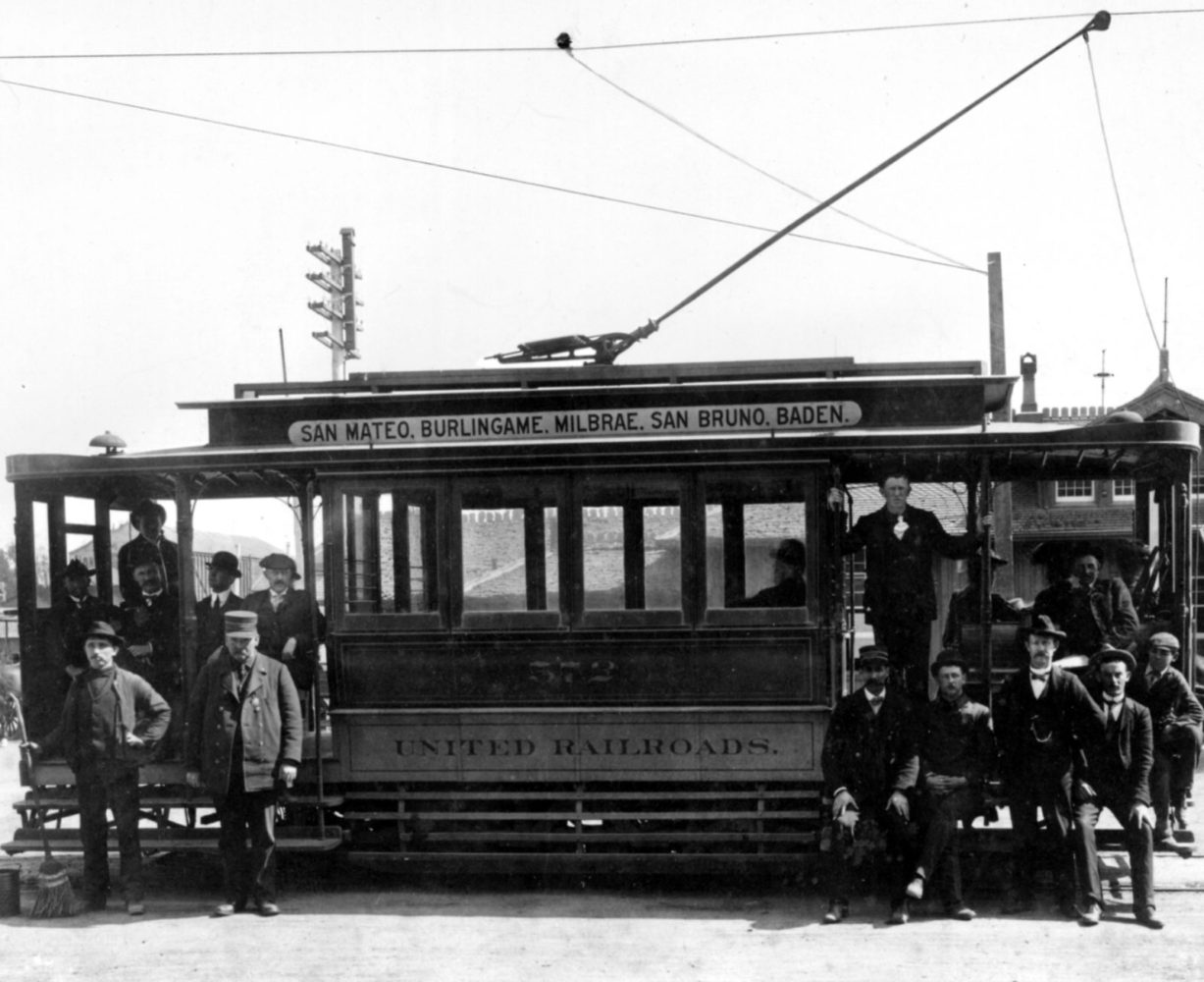 Archival photo of United Railroads cable car