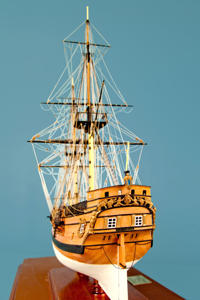 San Carlos model ship at the Ships of the World exhibit at San Mateo County History Museum