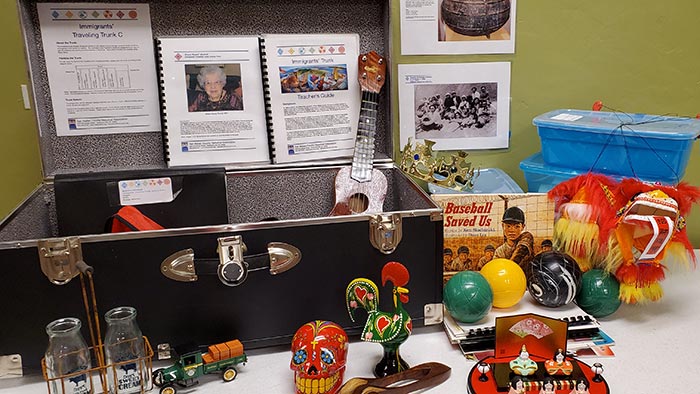 Immigrants Traveling Trunk for school programs created by the San Mateo County History Museum