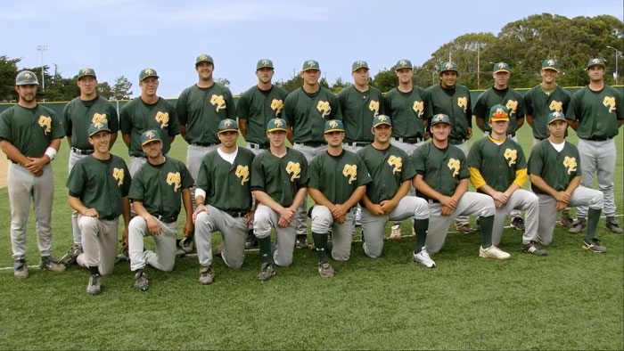 Lineup photo of the Menlo Park Legends semi-pro baseball team