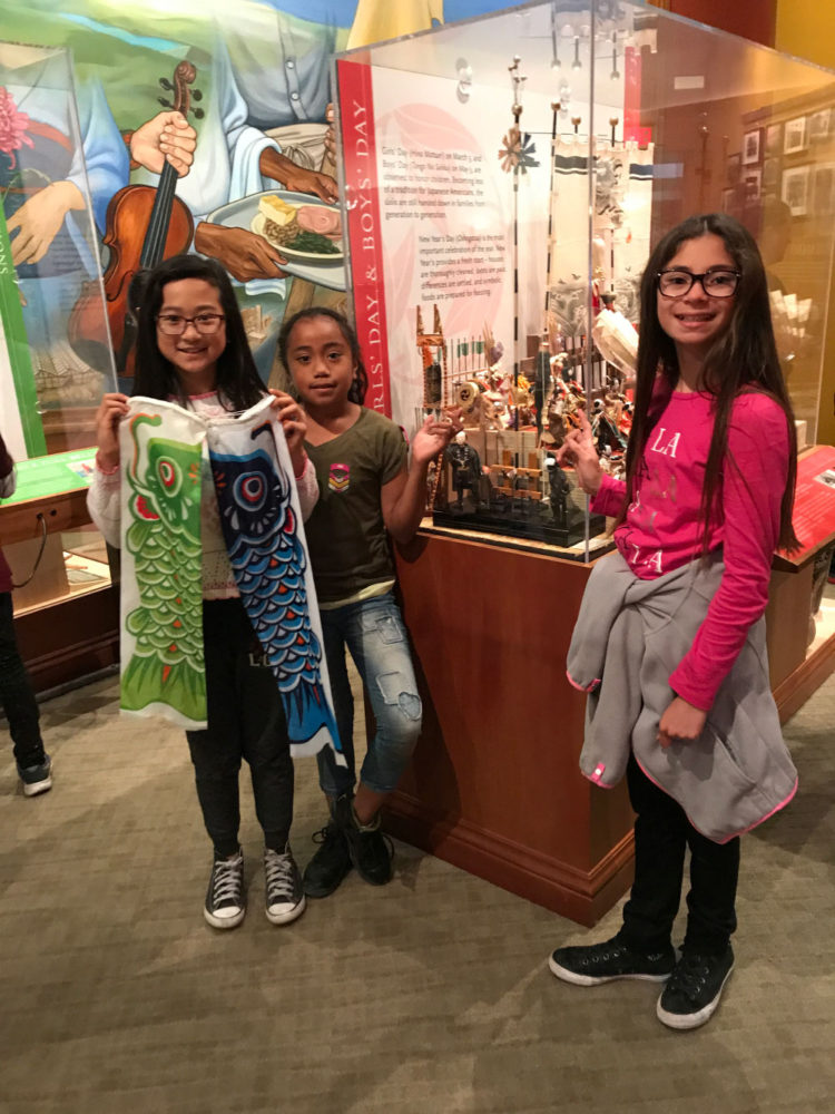 Students visiting the People from Many Places school program at the San Mateo County History Museum