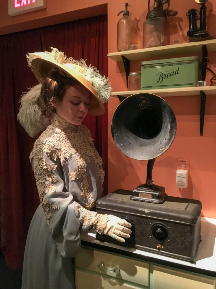 A woman dressed in Victorian dress at San Mateo County History Museum