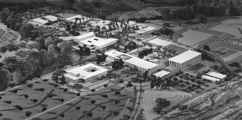 Architectural model of the site plan of College Heights campus at the College of San Mateo dated 1962