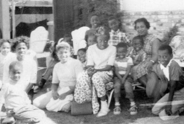 Group photo of Gladys Norton Daycare on Humboldt Street in the 1950s
