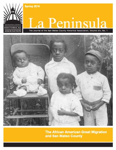 Cover of La Peninsula showing an African American family during the great migration in San Mateo County