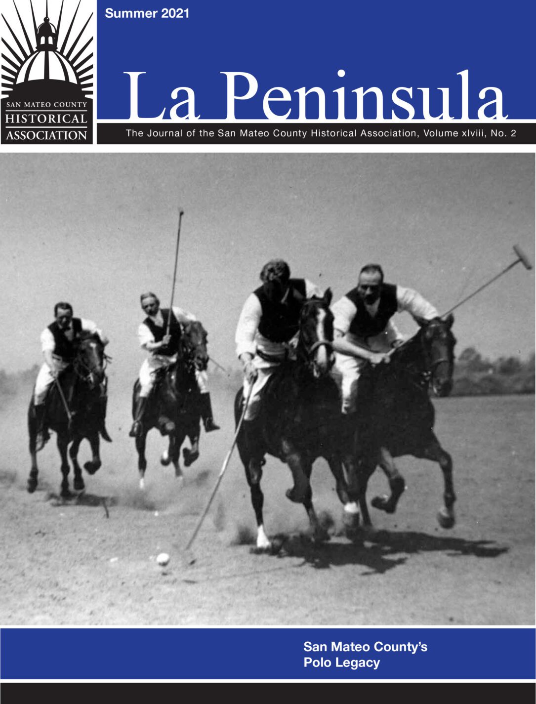 Front cover of La Peninsula showing four men on horseback playing polo