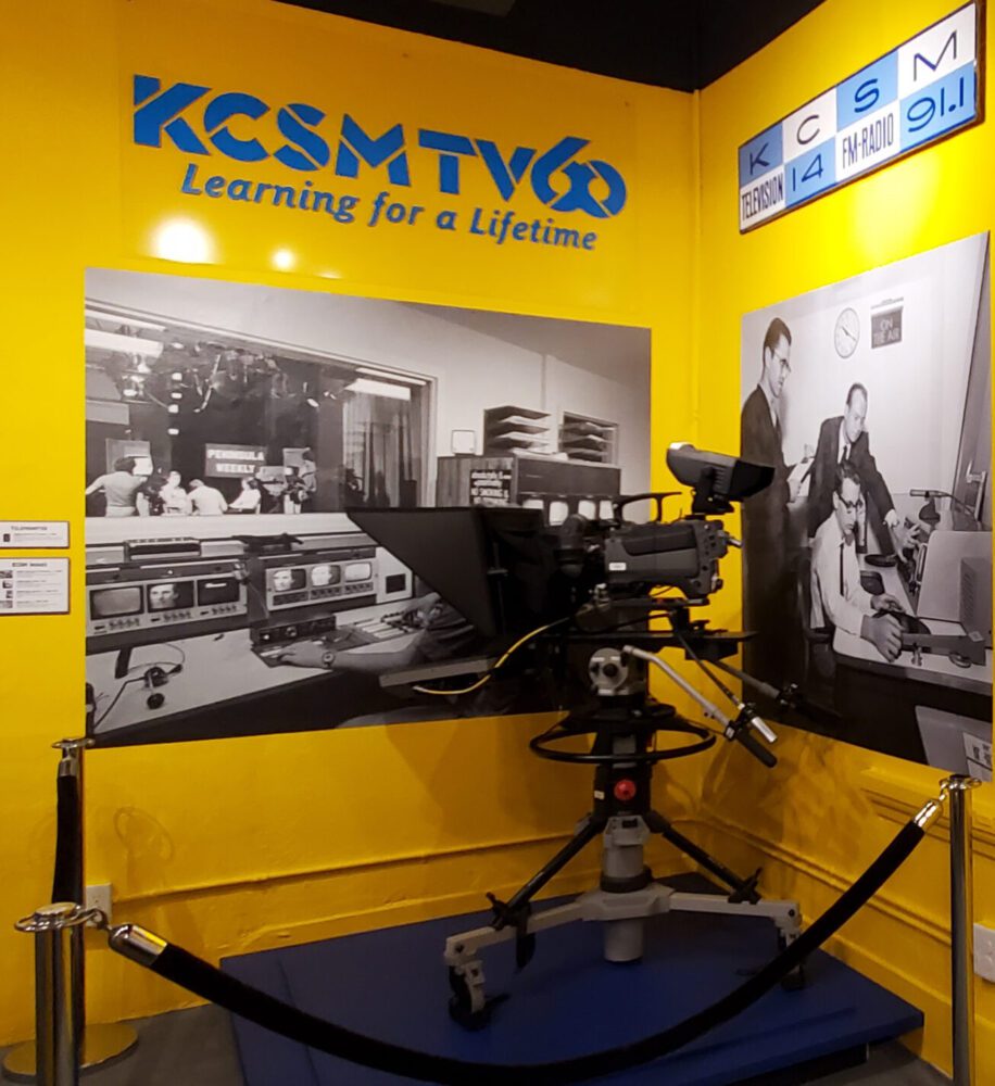 KCSM teleprompter and photographs in exhibit