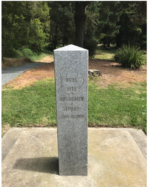 Monument marking the site of the duel between Broderick and Terry