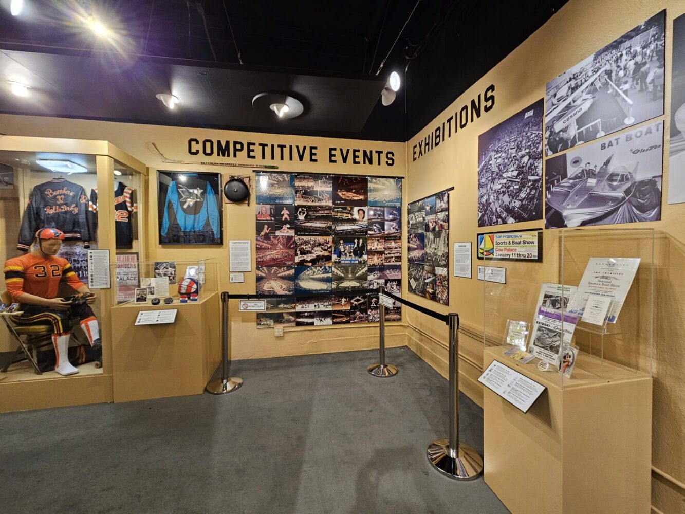 Photographs and memorabilia from competitive events and exhibitions that occurred at the Cow Palace