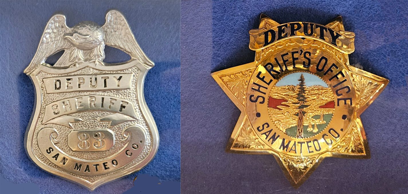 One silver and one gold Deputy Sheriff of San Mateo County badge