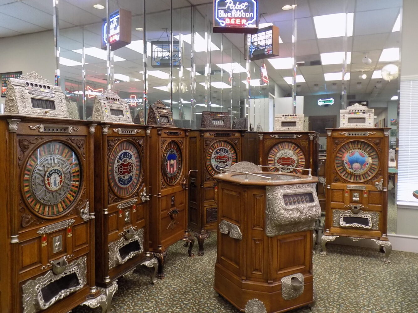 Room with many slot machines