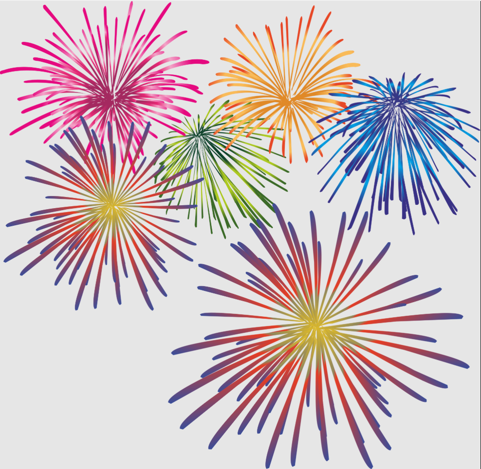 Colorful fireworks clipart